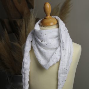 Echarpe enfant blanche pois dorés
