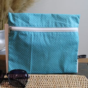 Trousse imperméable bleue à pois