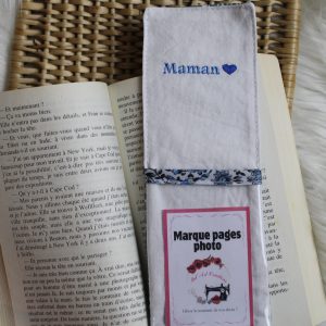 Marque page photo Maman fleurs bleues