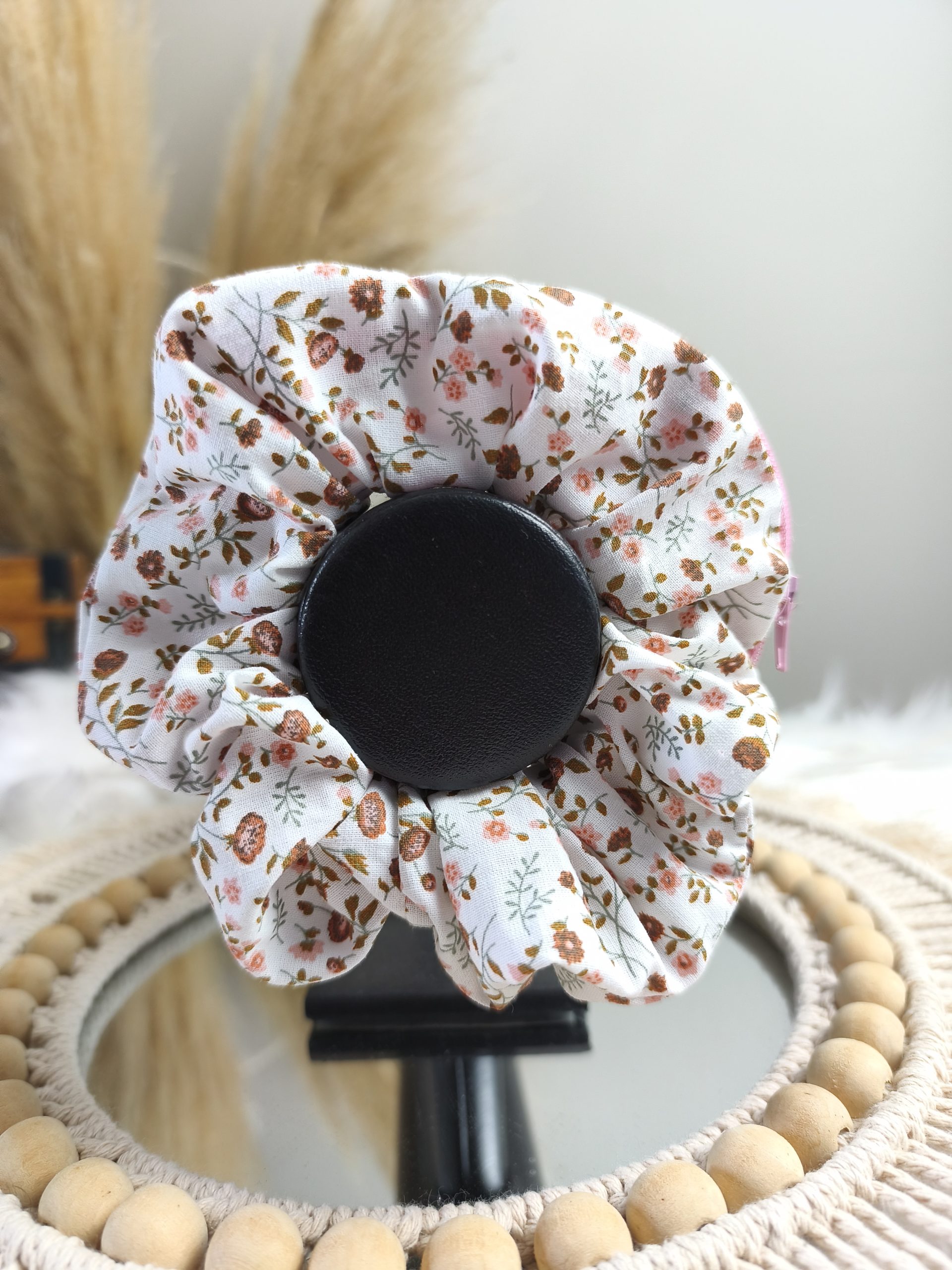 Chouchou secret motif fleurs des champs - Accessoire cheveux fait main