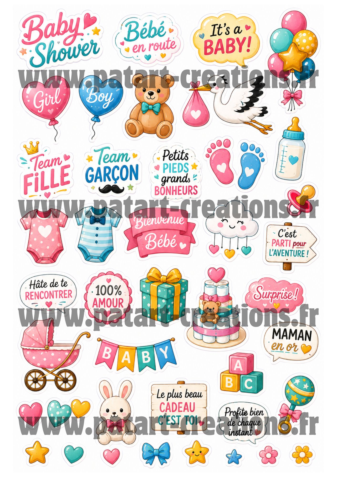 détail stickers baby shower