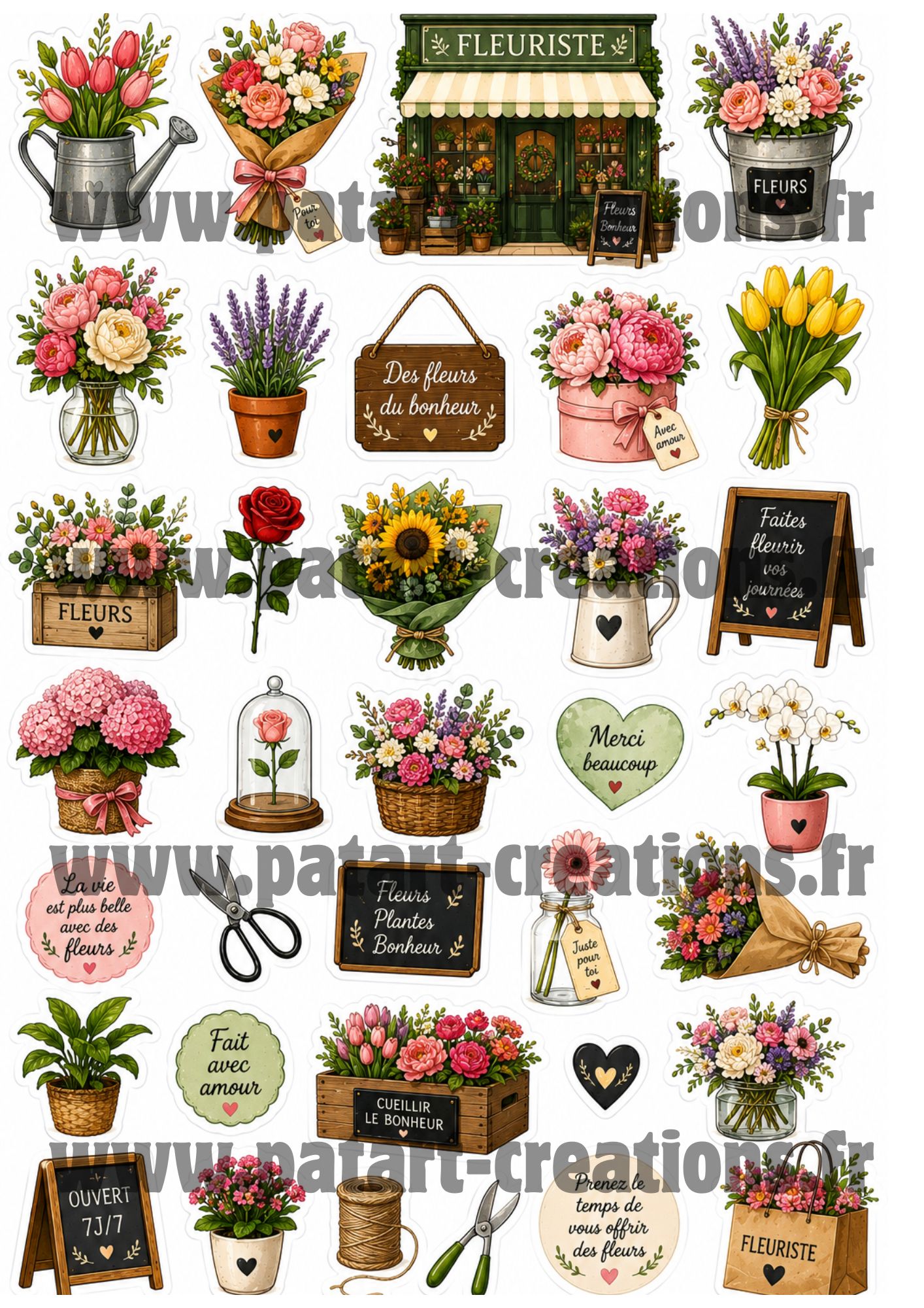 détails stickers fleuriste