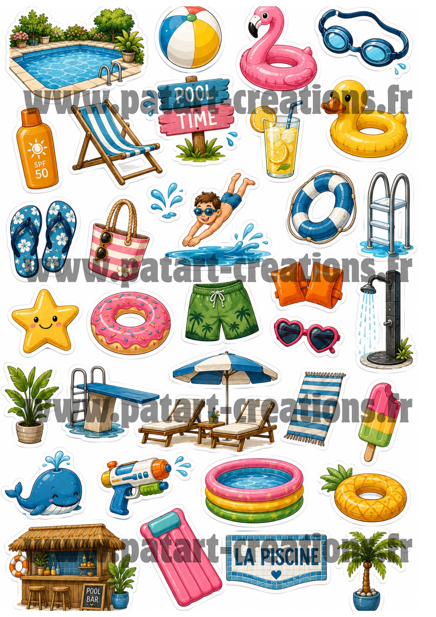détails stickers piscine